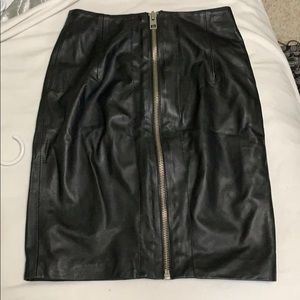 All Saints all leather midi skirt